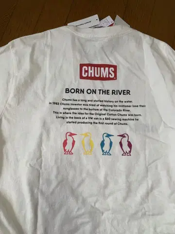 CHUMS 화이트 티셔츠 XL 택 포함