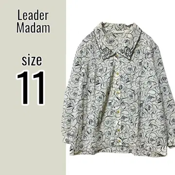 리더 마담 셔츠 (L 상당) 빈티지 레트로 꽃 올 패턴 블라우스 개성