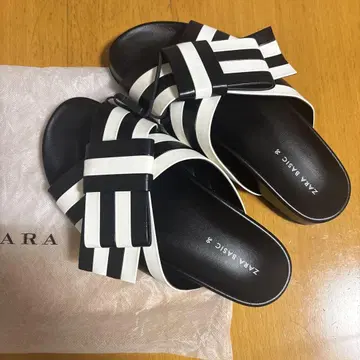 미사용 새상품 ZARA 리본 샌들 모노톤 사이즈 36
