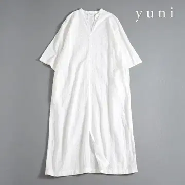 167t*새상품급 yuni 유니 코튼 실크 플라워 자수 원피스