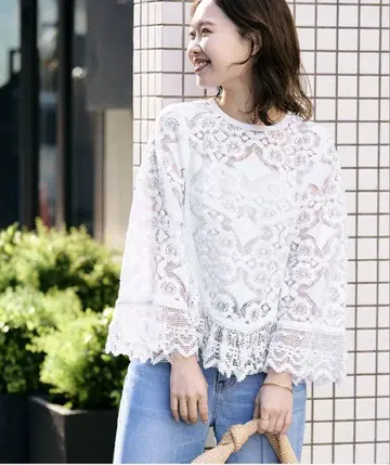 이번 시즌 SLOBE IENA 리버 레이스 블라우스