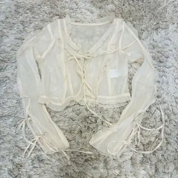 SNIDEL 프론트 리본 시어 블라우스