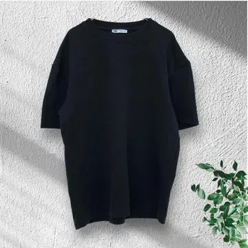 자라 ZARA 반팔 크루넥 티셔츠 무지 심플 [L] 블랙