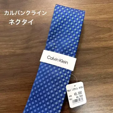 [재고 라스트] CALVIN KLEIN 넥타이 블루 도트 무늬 새상품