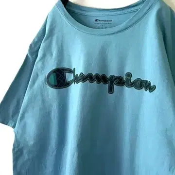 챔피온 Champion 로고 티셔츠 L 라이트 블루 스카이블루 구제 의류