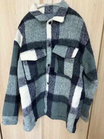 H&M 플리스 자켓 L 사이즈 체크 무늬