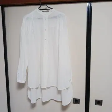 플레인 피플 개더 블라우스 오버 사이즈 코튼 100 셔츠 화이트