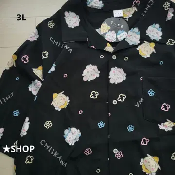 치이카와 (먼작귀) 올 패턴 반팔 셔츠 알로하 셔츠 나비 빅 사이즈 3L