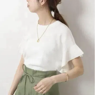 면 100% 플레어 프렌치 슬리브 풀오버 아이보리