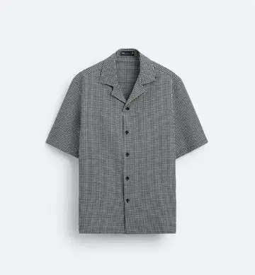 새상품 ZARA Men 체크 시어서커 셔츠 S 반팔 셔츠 자라