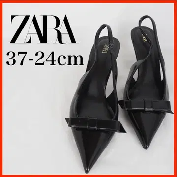 자라*스틸레토*리본*펌프스*37-24cm*블랙*O3847