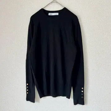 ZARA 자라 긴팔 니트 스웨터 골드 버튼 블랙 검정 M 사이즈