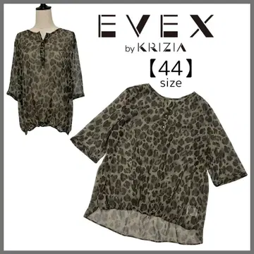 EVEX by KRIZIA 레오파드 블라우스 시어 탑 표범 무늬 비침