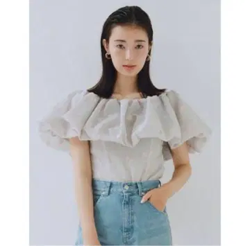 SNIDEL 자카드 오프숄더 블라우스
