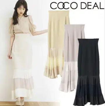 COCO DEAL 시어 티어드 스커트 아이보리 2