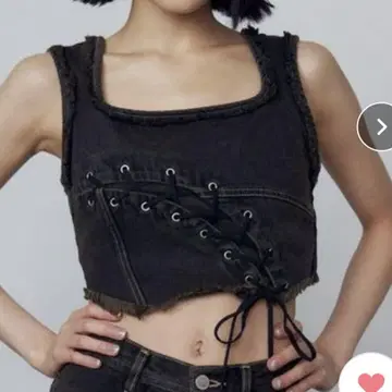 EMODA 커브 레이스업 데님 뷔스티에