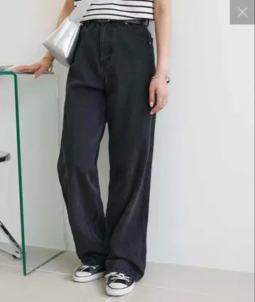 DISCOAT US 코튼 데님 스트레이트 팬츠 블랙 S 사이즈