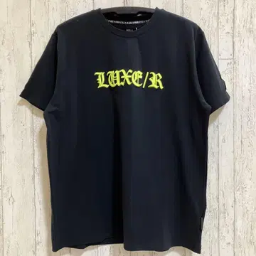 LUXE/R 하이 메쉬 프린트 코드 자수 반팔 티셔츠