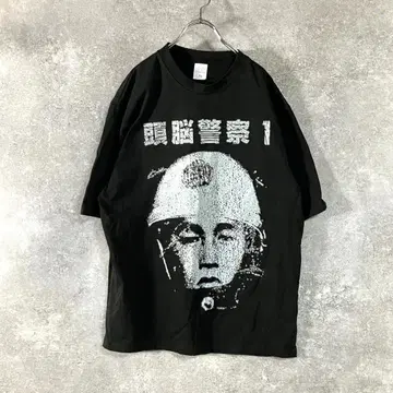 티셔츠  두뇌 경찰  반팔  블랙  프린트  크루넥  코튼 100%