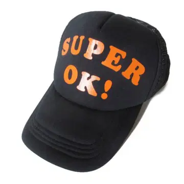 새상품 SUPER OK! 프린트 메쉬 캡 블랙 스냅백