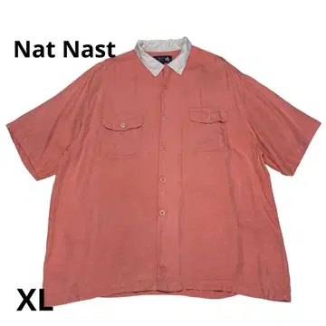 Nat Nast 오픈 카라 셔츠 실크 100% 투톤 셔츠 XL