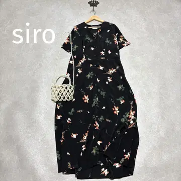 새상품급 siro 시로 일본제 세탁 가능 V넥 맥시 길이 원피스 보타니컬