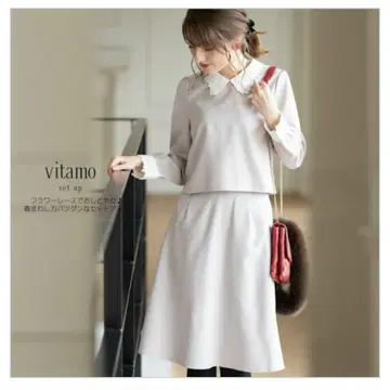 tocco closet 플라워 레이스 블라우스와 플레어 스커트 셋업