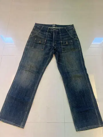 다크 블루 데님 스트레이트 레그