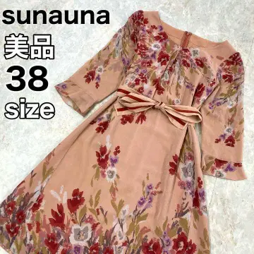 sunauna 수나우나 꽃무늬 원피스 플레어 원피스 38 새틴
