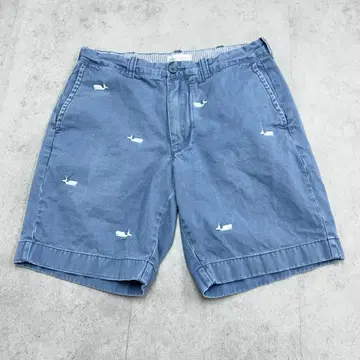 J.CREW 고래 자수 올 패턴 하프 팬츠 포켓 구제 의류 블루 W31