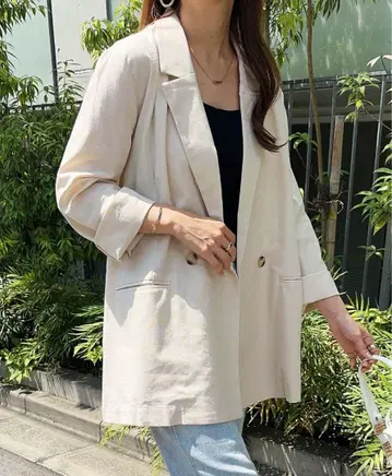 [새상품 택 포함] 린넨 블렌드 더블 자켓 M 사이즈