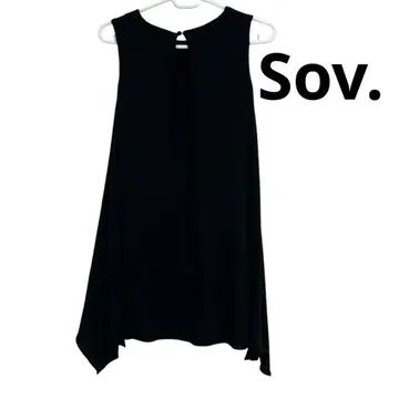 Sov. 소브 비대칭 세련된 슬리브리스 블랙 38