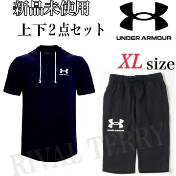 새상품 언더아머 라이벌 테리 블랙 셋업 XL