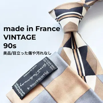 VINTAGE 새상품급 90년대 빈티지 넥타이 기하학 패턴 프랑스제