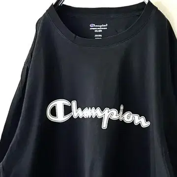 챔피온 Champion 로고 티셔츠 2XL 블랙 검정 구제 의류 올드