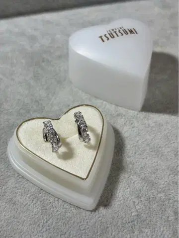 TSUTSUMI K14WG 다이아몬드 후프 귀걸이