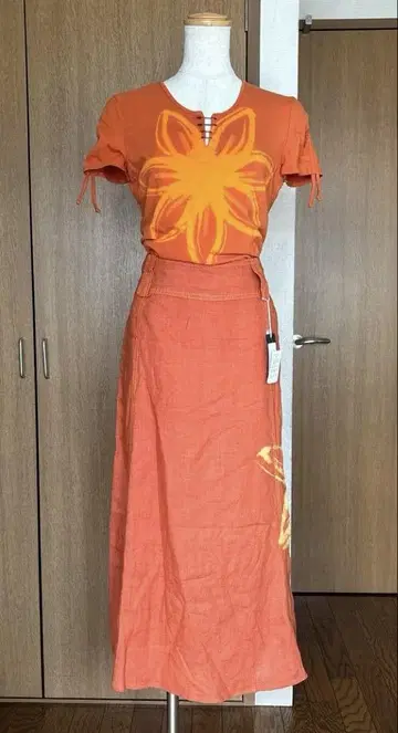 HAZARD COUTURE 투피스 티셔츠 롱 스커트 이탈리아 린넨