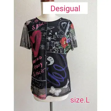 Desigual 반팔 티셔츠 튤 원단 개성 L 사이즈