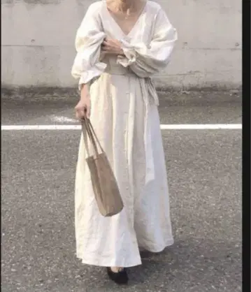 moirelaxing M 사이즈 린넨 100% 롱 원피스