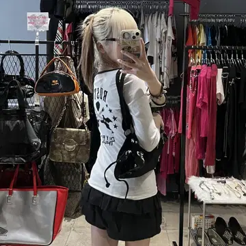 펑크 별 7부 기장 티셔츠 피치 티 그랑지 헤이세이 y2k