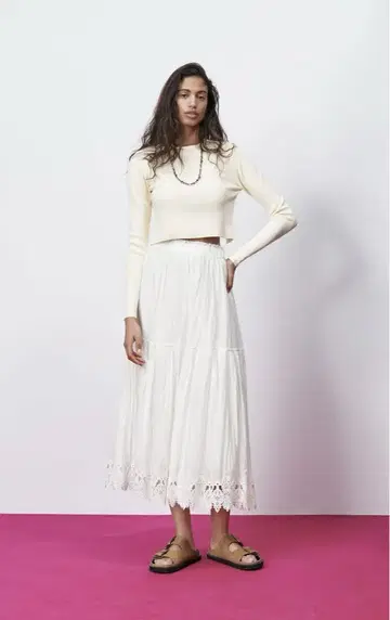 미사용 새상품 ZARA 롱 크로셰 스커트