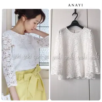 ANAYI 플라워 코드 레이스 A 라인 풀오버 화이트