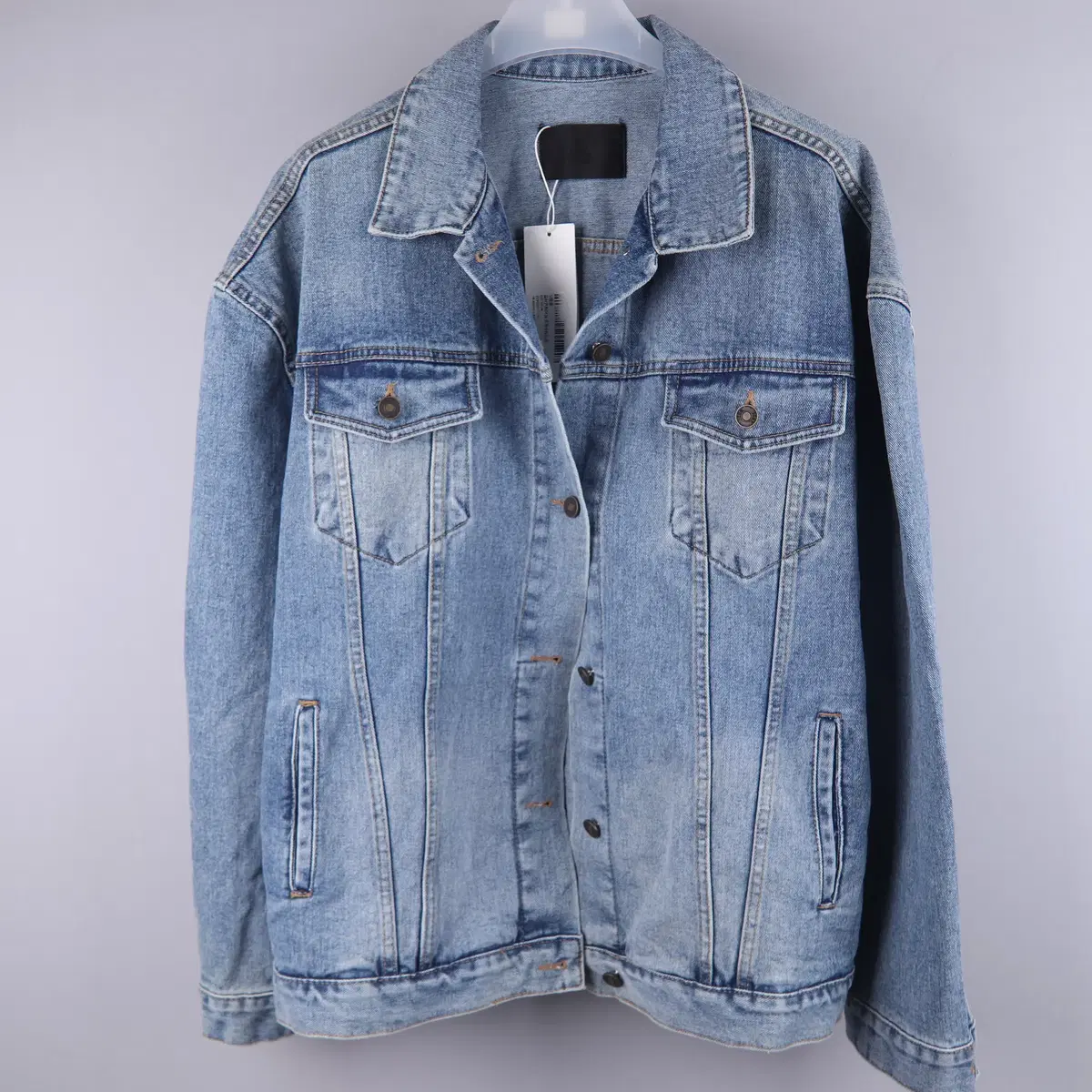 (Women's) Stylenanda Triangle Embroidered Washing Oversized Denim Jacket New (L)