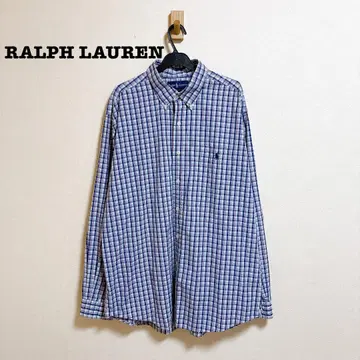 RALPH LAUREN 버튼 다운 셔츠 체크 코튼 100%