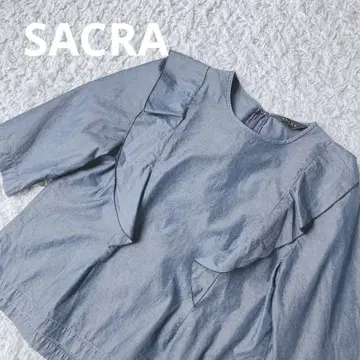 SACRA 사쿠라 프릴 블라우스 데님 인디고 M 사이즈
