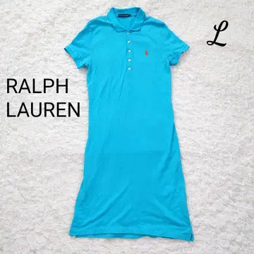 RALPH LAUREN 랄프 로렌 피케 셔츠 원피스 롱 로고 L
