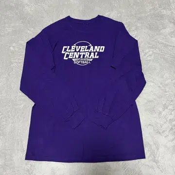 CLEVELAND CENTRAL 소프트볼 롱T 퍼플 가슴 너비 넉넉함