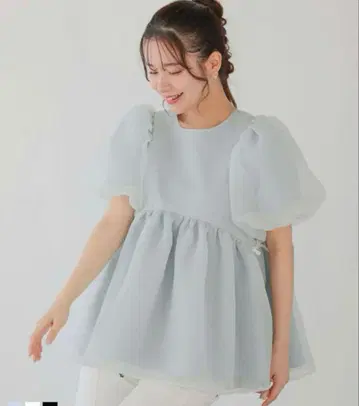 핏모어 fitmore 크링클 시어 오간자 페플럼 탑
