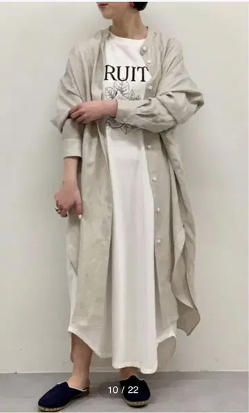 비어즐리 린넨 셔츠 자켓 원피스 롱