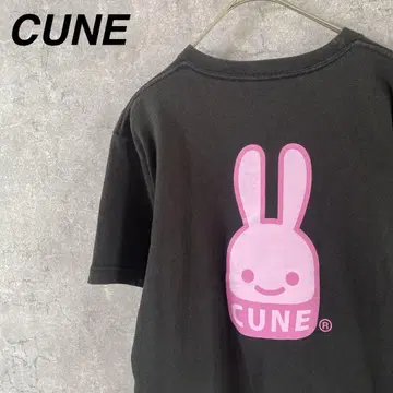 CUNE 블랙 티셔츠 토끼 프린트 팩 프린트 남성용 S 사이즈